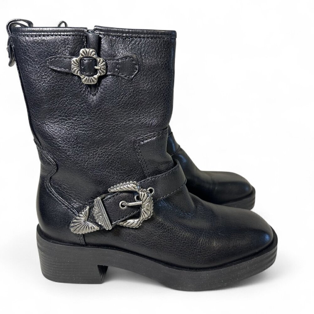 Larroude Women's Hardy Buckle Black Moto Boot EU 37.5 NEW IN BOX - Picture 9 of 16